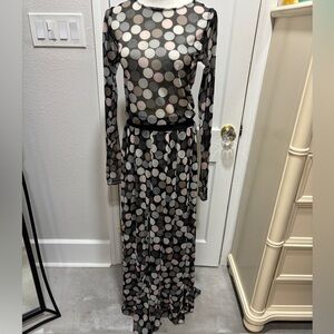 Polka Dot Long Sleeve Maxi Dress